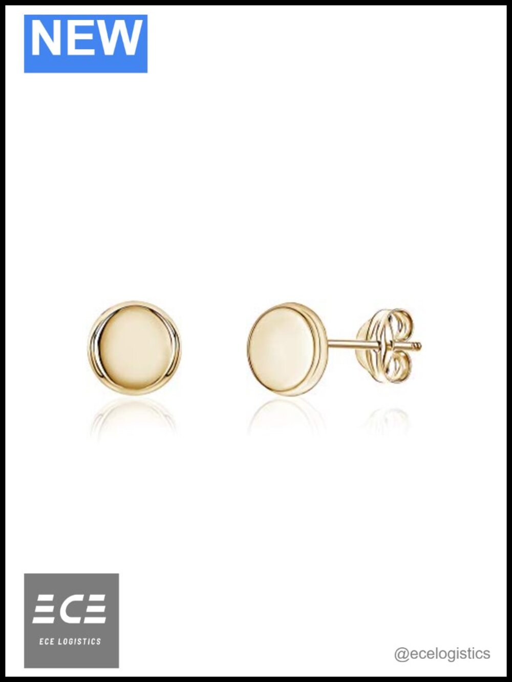 14k Yellow Gold Button Round Stud Earrings Solid Gold Minimalist